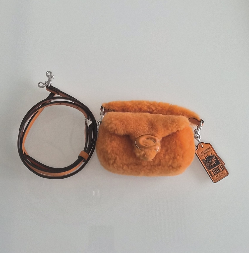 Coach Mandarine Orange Shearling Tabby Crossbody Bag 12 Inch Lil NAS X